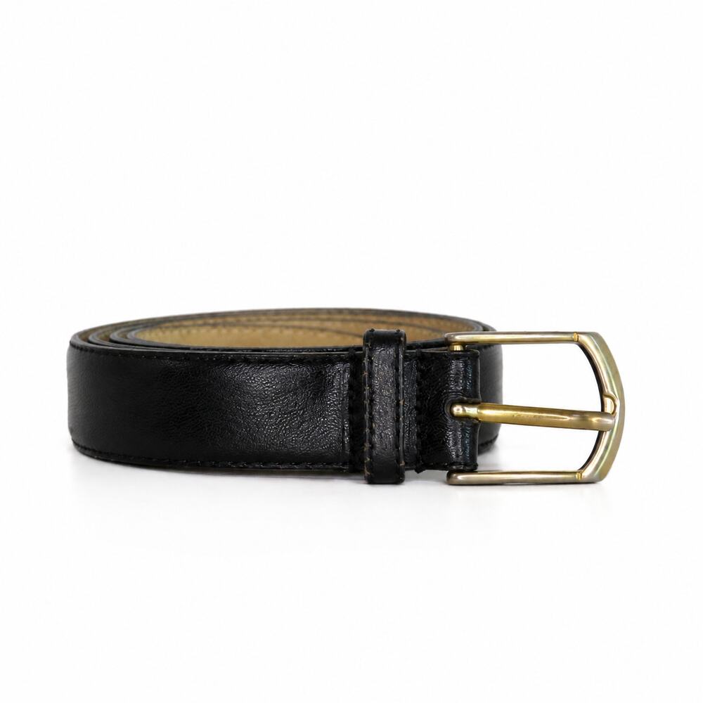 Vintage Christopher Hayes Black Genuine Leather Gold Buckle Belt Size 36